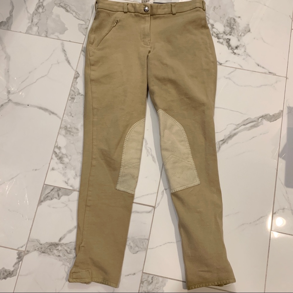 TuffRider Cotton Pull-On Knee-Patch Breech Beige Tan Khaki Size 26
